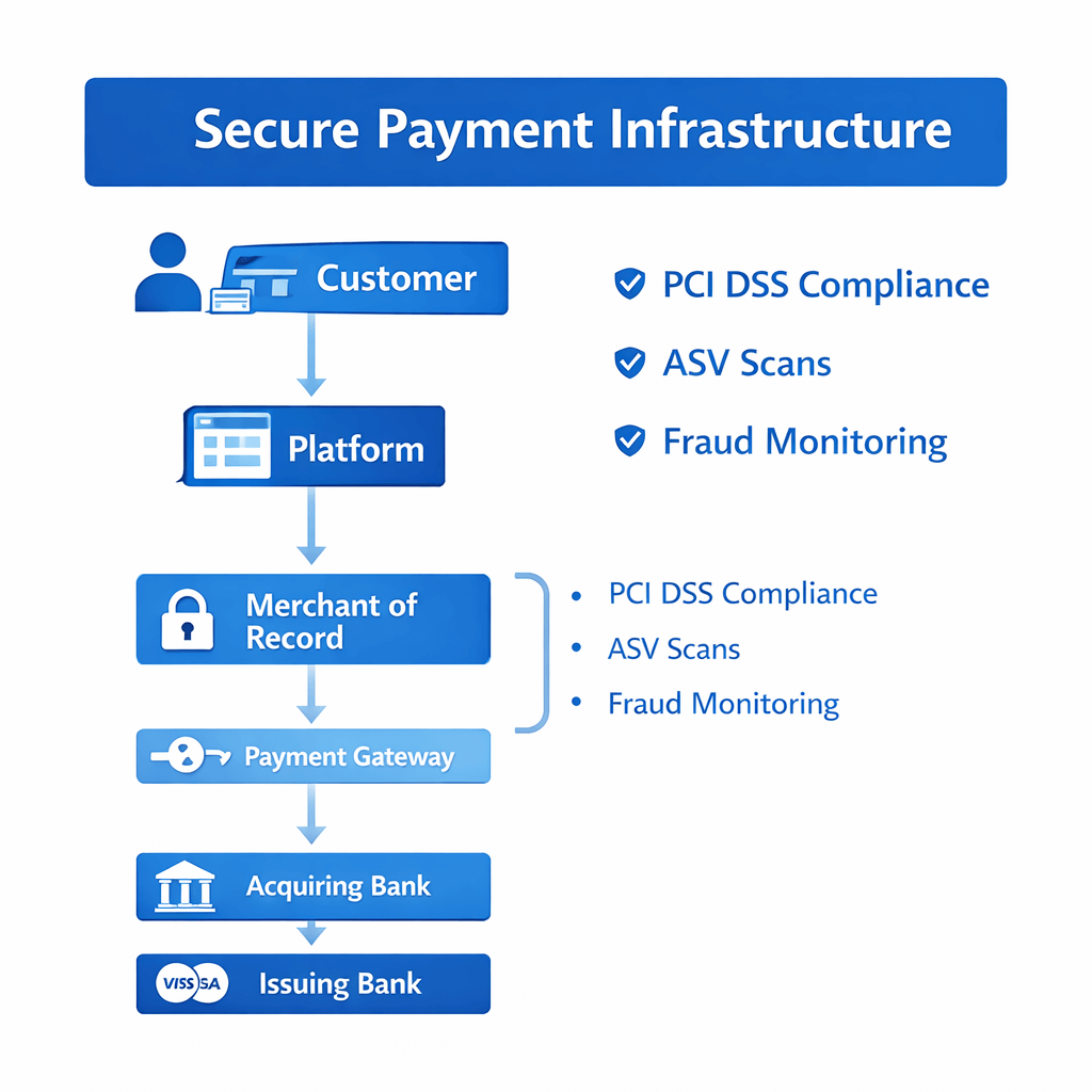 Sichere Payment-Infrastruktur mit Merchant of Record und PCI DSS Compliance